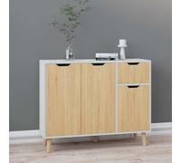 RJPLMFV Credenza Bianca e Rovere Sonoma Contenitore Buffet Adatto per camere da letto 90x30x72cm in Legno Multistrato