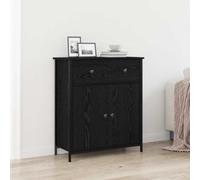 RJPLMFV Credenza con cassetto Chene, 70 x 30 x 80 cm, colore: Nero | Legno per ingenierie robusto, scaffali e cassetti, portaoggetti per sala da pranzo, design minimalista