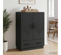 RJPLMFV Credenza con Cassetto Nero 66 x 34,5 x 92 cm Legno Ingegneria | Ripiani regolabili, capiente e design versatile per soggiorno, sala da pranzo