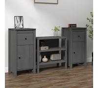 RJPLMFV Credenze 2 pz Grigie Buffet Mobili da Soggiorno Adatto per uffici e hotel 40x35x80 cm in Legno Massello di Pino
