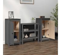 RJPLMFV Credenze 2 pz Grigie Contenitore Buffet Adatto per camere da letto 39x35x80 cm in Legno Massello di Pino