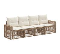 RJPLMFV Divano da giardino modulare, 4 pezzi, beige bianco crema | Polistirene e acciaio laccato, cuscini rimovibili lavabili, pattini regolabili, resistenti alle intemperie
