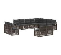 RJPLMFV Divano da giardino Poly Rattan 12 pezzi Grigio