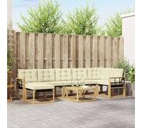 RJPLMFV Divano Esterno 8 Pezzi Acacia Massiccio Marrone | Cuscini resistenti, cerniere a cerniera, vassoio per stecche, per giardino, patio piscina