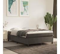 RJPLMFV Letto a rete in velluto grigio scuro, 140 x 190 cm, materasso a | Supporto Medium-Fissio, Doghe Controsoffitto, Coprimaterasso Morbido, Manuale Incluso