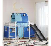RJPLMFV Letto a soppalco per bambini, 90 x 190 cm, metallo bianco e blu
