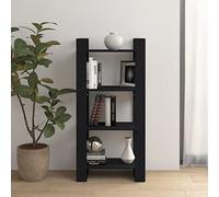 RJPLMFV Libreria/Divisorio Nero 80x35x125 cm Legno Massello Libreria multifunzionale Libreria per il soggiorno Libreria per ufficio