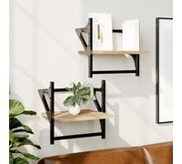 RJPLMFV Mensole a Parete con Aste 2pz Rovere Sonoma Mensole a Muro for soggiorni 30x25x30 cm