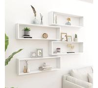 RJPLMFV Mensole Parete a Cubo 4 pz Bianco Mensole da Camera for soggiorni 100x15x30 cm in Multistrato