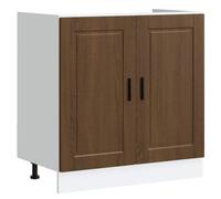RJPLMFV Mobile sotto Lavello Legno Ingenierie Rovere Marrone | Gambe regolabili, pratica porta, superficie liscia facile da pulire, fissaggio a parete incluso
