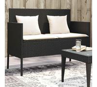 RJPLMFV Panca da giardino in resina intrecciata nera con cuscino
