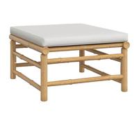 RJPLMFV Poggiapiedi da giardino in bambù con cuscino grigio chiaro | Modulare E Mobile, Cuscino Imbottito Confortevole, Durevole Per Esterni, Facile Da Montare