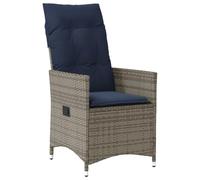 RJPLMFV Poltrona Giardino Inclinabile Rattan PE Grigio | Schienale Regolabile, Cuscino Spessore Rimovibile, Telaio Acciaio Robusto, Resistente alle Intemperie