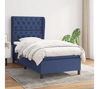 RJPLMFV Rete 80 x 200 cm con materasso blu tessuto | Testiera regolabile, molle insacchettate, supporto schiena e pancia, fornito con manuale