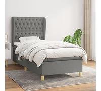 RJPLMFV Rete a doghe 90 x 190 cm con materasso grigio scuro