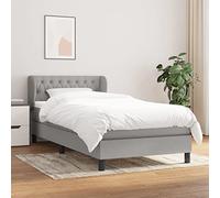RJPLMFV Rete a doghe con materasso grigio chiaro, 100 x 200 cm