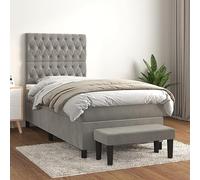 RJPLMFV Rete a doghe con materasso in velluto grigio, 90 x 200 cm