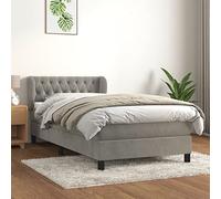 RJPLMFV Rete a doghe con materasso in velluto grigio, 90 x 200 cm