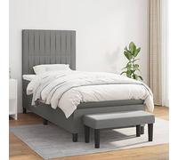 RJPLMFV Rete a doghe con testiera regolabile, 90 x 190 cm, grigio scuro