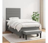 RJPLMFV Rete a doghe e materasso, 90 x 190 cm, grigio scuro