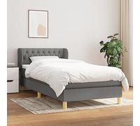 RJPLMFV Rete a doghe e materasso, 90 x 190 cm, grigio scuro