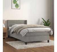 RJPLMFV Rete a doghe e materasso in velluto grigio, 90 x 190 cm