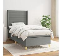 RJPLMFV Rete a doghe, materasso, grigio scuro, 90 x 190 cm, tessuto