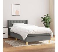 RJPLMFV Rete con materasso 100 x 200 cm, tessuto grigio scuro