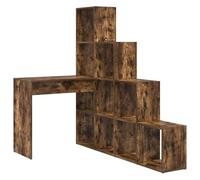 RJPLMFV Scrivania angolare Chene Fume, 101,5 x 149,5 x 149,5 cm | Legno da ingeniere, scaffali di stoccaggio, montaggio modulare, montaggio a parete incluso