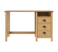 RJPLMFV Scrivania in Legno Di Pino Massiccio con 3 Cassetti 120x50x74 Cm | Scrivania Computer, 1 Ripiano, Conservazione Per Documenti E Libri, Facile Da Montare