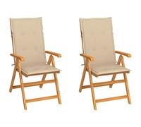 RJPLMFV Sedie da Giardino 2 pz con Cuscini Beige Massello di Teak Sedie da Patio Adatta per balconi