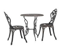 RJPLMFV Set bistrot 3 pezzi in alluminio scorrevole, tavolo rotondo, 2 sedie