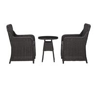 RJPLMFV Set Bistrot da Giardino 3 pz con Cuscini in Polyrattan Nero Sedie per Terrazze Sedute da Balcone Adatta per cortili