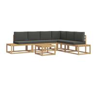 RJPLMFV Set Canape Exterieur 5 pezzi Bianco Antracite | Acacia Massif, Schienale per Lattiere, Modulabile, Giardino Patio Piscina