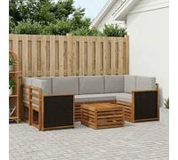 RJPLMFV Set Canape Exterieur 7 Pezzi Acacia Massif | Modulare, design per tutte le stagioni, superficie laccata, confortevole, facile da pulire