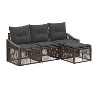 RJPLMFV Set Canape Giardino 4 Pezzi Grigio Poly Rattan | Design modulare, cuscini in schiuma con fodere lavabili, pattini regolabili, per patio balcone