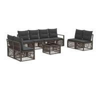 RJPLMFV Set Canape Giardino 9 Pezzi Grigio Polyrattan | Cuscini in schiuma rimovibili, cuscinetti regolabili, facile da montare, alle intemperie