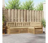 RJPLMFV Set Canape - Set da 4 pezzi, colore: Bianco Beige | Legno di acacia massiccio, design modulabile, lacca protettiva, facile manutenzione