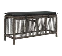 RJPLMFV Set da giardino 3 pezzi Poly Rattan Legno Acacia Grigio | Tavolo Altezza Regolabile, Cuscini Rimovibili, Piedi Stabilizzatori, Uso Esterno