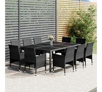 RJPLMFV Set da pranzo da giardino in resina, 11 pezzi, colore: Grigio | Telaio in acciaio resistente, cuscino rimovibile, schienale invisibile, 110 kg per sedile