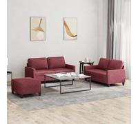RJPLMFV Set di Divani 3 pz con Cuscini Rosso Vino in Tessuto Couch Divano per Soggiorno Adatto per salotti