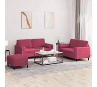 RJPLMFV Set di Divani 3 pz con Cuscini Rosso Vino in Velluto Divano da ufficio Divano da camera da letto Adatto per salotti