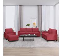 RJPLMFV Set di Divani 4 pz con Cuscini Rosso Vino in Similpelle Divano per Salotto Divano per Soggiorno salotti