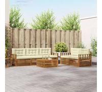 RJPLMFV Set di divani per esterni, 6 pezzi, acacia naturale