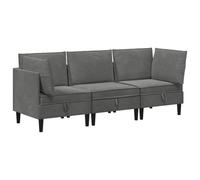 RJPLMFV Set di mobili Soggiorno 3 Pezzi Velluto Grigio Scuro | Velluto elegante, compensato resistente, cuscini in scatola, conservazione integrata, manutenzione panno asciutto