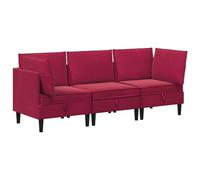 RJPLMFV Set di mobili Soggiorno 3 pezzi Velluto Rosso Vino con Stoccaggio | Velluto morbido, compensato resistente, cuscini scatola, schiuma migliorata, manutenzione panno asciutto