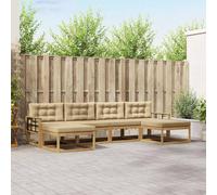 RJPLMFV Set Divani Esterno 6 pz Bianco Beige | Legno Acacia Massiccio Design con Lattiere, Braccioli Integrati, Manutenzione Facile