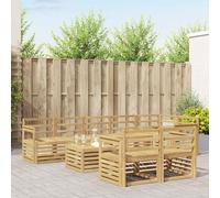 RJPLMFV Set divano da giardino 9 pezzi bianco acacia | Modulare, Legno Massiccio Durevole, Design a Lattiere, Manutenzione Facile, Per Patio