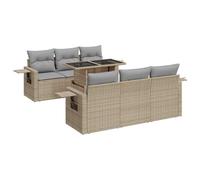 RJPLMFV Soggiorno Da Giardino 7 Pezzi Beige Resina Treccia