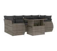 RJPLMFV Soggiorno Da Giardino 7 Pezzi Grigio Resina Treccia con Cuscini